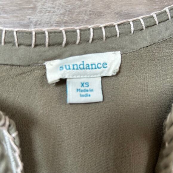 Sundance Olive Embroidered Boho Dress Tassel Detail Lined XS - Picture 6 of 8